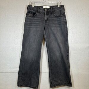 Y2K Hollister Jeans Womens 6x28 Black Low-Rise Baggy Washed Wide Leg Denim Short